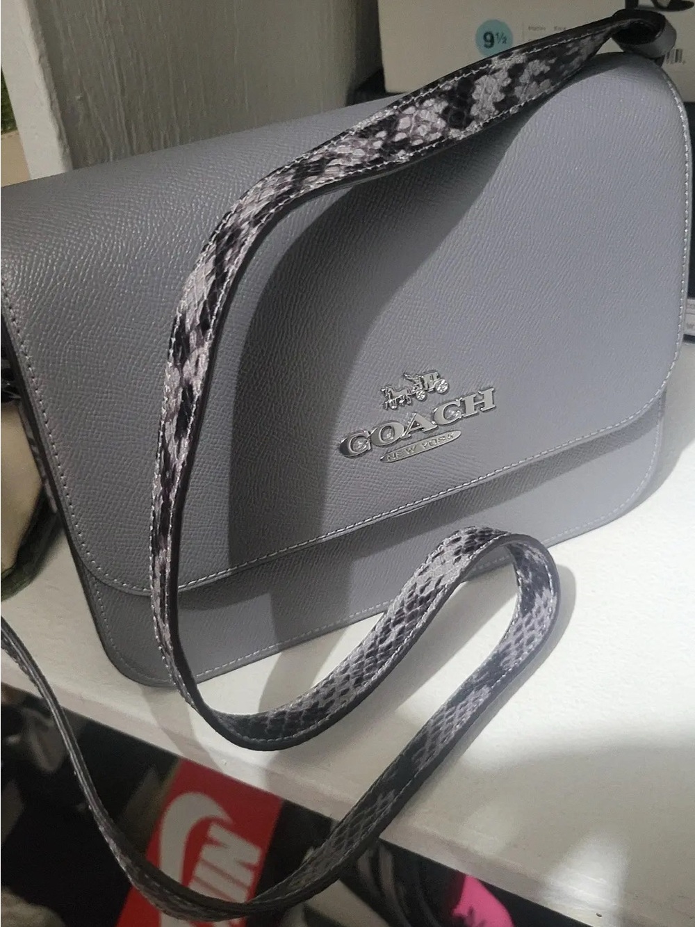 Coach Lavender-Gray Leather Crossbody - Picture 4 of 4